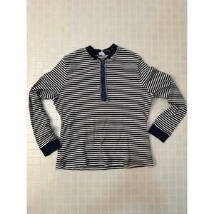 Dot half zip shirt size 3XL in black and white stripes with denim & navy detail